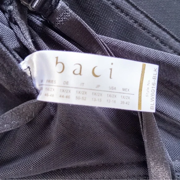 Baci Black Lace Corset Bustier 1X/2X Plus Size Lingerie - Picture 5 of 8